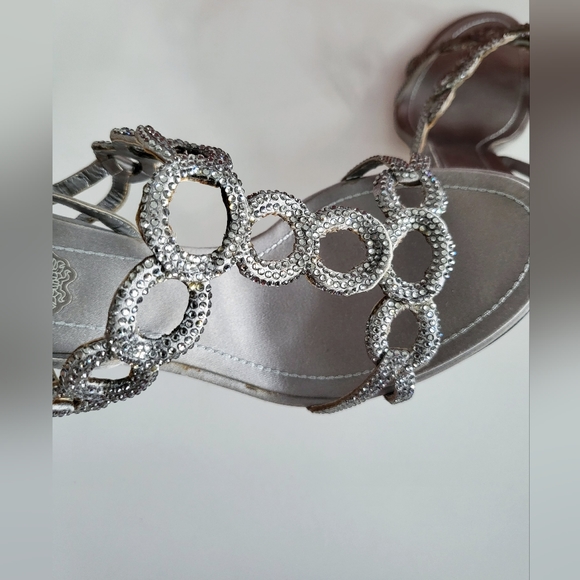 Rene Caovilla Silver Embellished Heels - Size 37.5 - Picture 8 of 14